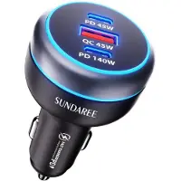 Generique 230w Usb C Car Cigarette Lighter 3 Ports Pd 140w 12v 24v Type C Quick Charge Phone Car Charger Adapter For Samsung S24 A55/Redmi Note 14/Iphone 16/Galaxy Tab/Ipad/Macbook/Laptop
