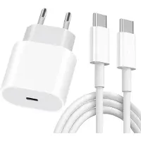 E.F.Connection Chargeur Rapide USB-C 25W + Câble USB-C vers USB-C 20W 1M pour iPhone 15 Pro Max / 15 Plus / 15 Pro / 15