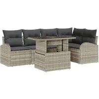 vidaXL Ensemble de canapés de jardin avec rangement, 6 pièces, gris clair, en polyrotin