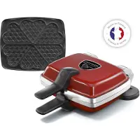 Lagrange Set 1 jeu de plaques Gaufres coeur Super 2 1000 W Rouge