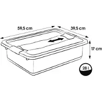 Keeeper Bac plastique avec couvercle - - 28L - Transparent - Dimensions: 170x595x395 mm - PP