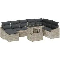 vidaXL Ensemble de canapé de jardin avec coussins 9 pcs gris clair et gris foncé