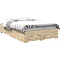 vidaXL Cadre de lit avec tiroirs brun 120 x 190 cm Bois composite
