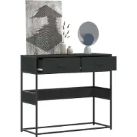 vidaXL Table console noir 90x35x80 cm bois d'ingénierie