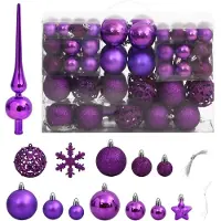 vidaXL Ensemble de boules de Noël 111 pièces violet polystyrène