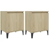 vidaXL Tables de chevet avec pieds en métal chêne sonoma 40x30x50 cm