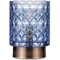 Pauleen Lampe À Poser Chic Glamour E14 15lm Pile Min Mt/Verre Bleu/Laiton