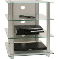 VCM Meubles Hifi | Étagère Multimédia | Étagères en verre à colonnes alu | Dimensions H. 70 x W. 59 x D. 49 cm | Multimédia MediaÉtagère - Blados