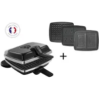 Lagrange Set 3 jeux de plaques Gaufres avec Gaufrettes et Croque-monsieur 039622 1000 W Noir
