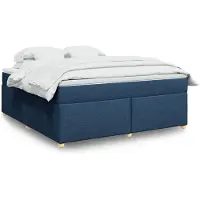 vidaXL Lit boxspring avec matelas bleu 180x200 cm Tissu