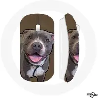 CAPACHEAP Souris Sans Fil Chien Pitbull Blanc gris