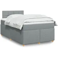 vidaXL Lit boxspring avec matelas gris clair 120x190 cm Tissu
