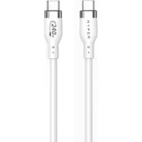 Hyper HyperJuice câble USB-C à USB-C en silicone – Longueur de 2m – Livraison d'énergie 240W PD 3.1 EPR – Compatible avec les appareils et chargeurs USB-C - Blanc