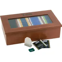 Aps Boîte À Thé Et Infusion, En Bois, 4 Cases, Brun Foncé
