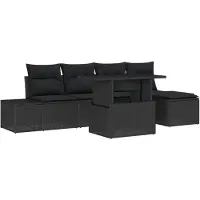 vidaXL Ensemble de canapés de jardin , 6 pièces, noir, en résine tressée