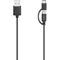 Hama Câble micro-USB, 2 en 1, avec adaptateur USB-C, USB 2.0, 0,75 m