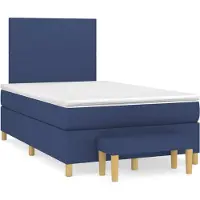 vidaXL Lit boxspring avec matelas bleu 120x190 cm Tissu