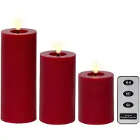 Lumineo 72699 Wax Candle Decorative Light 3 Units Rouge