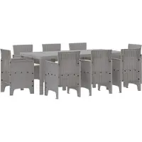 vidaXL Salon de jardin 9 pcs gris clair polypropylène