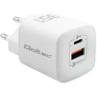 Qoltec Chargeur 50763 pour appareils mobiles : ordinateur portable, console de jeux portable, batterie externe, smartphone, montre connectée. Blanc, charge rapide secteur, tablette.