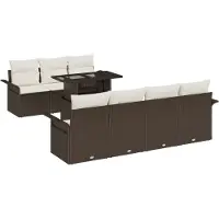 vidaXL Ensemble de canapés de jardin avec coussins, 8 pièces, en polyrotin marron
