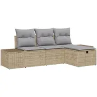 vidaXL Ensemble de canapés avec coussins 4 pcs Poly-Rattan
