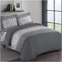 Vision Parure De Couette Arthur - 100% Coton - 1 Housse De Couette 240 X 260 Cm + 2 Taies D'oreiller 65 X 65 Cm - Gris Anthracit
