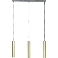 Beliani Suspension Laiton Acier 100 cm 3 lumières abat-jour rond Design moderne Cuisine Salle à manger