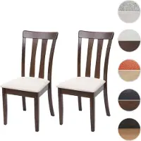 Mendler 2x chaise de salle à manger HWC-G46, tissu, en bois massif châssis foncé, beige