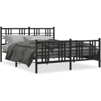 vidaXL Cadre de lit avec tête et pied de lit en métal noir 150x200 cm