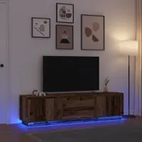 vidaXL Meuble TV avec éclairage LED vieux bois 193,5x41x50 cm