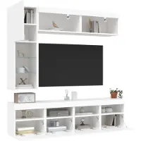 vidaXL Meuble TV 7 pièces avec lampes LED blanc