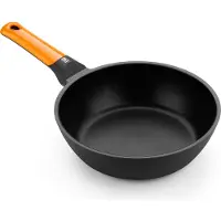 BRA Efficient Orange A281124, poêle ronde, universelle, noire, Teflon Platinum Plus, fonte d'aluminium, céramique, gaz, halogène, induction, table de cuisson scellée