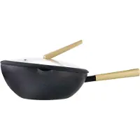 Ibili Poêle wok -Luxe, aluminium, 30 x 8,5-12 cm, noir/marron