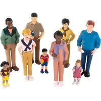 Miniland Ensemble de 9 personnages familiaux - diversité et intégration ethnique, avec rôle didactique
