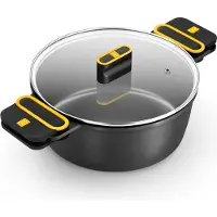 BRA Cocotte Daily Pro ø32cm Fonte D'aluminium, Antiadhésif Triple Couche, Couvercle Verre -