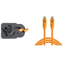 Tether Tools TetherGuard USB-C to USB-C 4.6m LeverLock & Cable Kit, straight to straight, high visibility orange