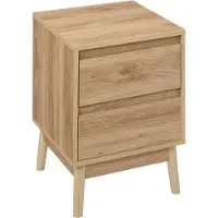 5 Five Abana table de chevet 2 tiroirs Beige naturel L 40 x l 40 x H 56 cm