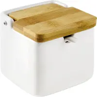 Jamon Pot Céramique Bambou Pour Sel Ou Sucre Avec Cuillère