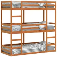 vidaXL Lit superposé triple brun cire 75x190 cm pin massif
