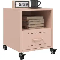 vidaXL Tables de chevet 2 pcs rose 36x39x43,5 cm acier