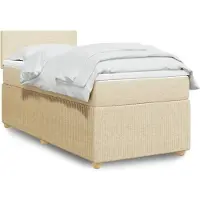 vidaXL Lit boxspring avec matelas Crème 90x200 cm Tissu