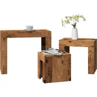 vidaXL Tables d'ensemble 3 pcs. Aspect vieux bois matériau bois
