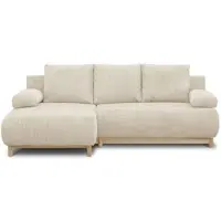 Sonstiges Canapé d'angle gauche convertible MIKA 3 places - Velours côtelé beige - Coffre de rangement - L218 x P98/145 x H84 cm