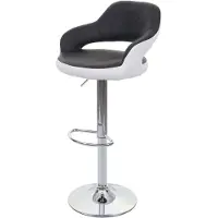 Mendler Tabouret de bar HWC-F16, tabouret pivotant, avec dossier simili cuir noir-blanc