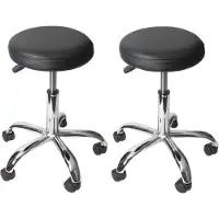 Mendler Tabouret Windhoek Pour Cabinet Médical / Salon De Beauté Similicuir Noir, Lot De 2