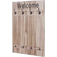 Mendler Portemanteau mural HWC-C89, WELCOME, 91x60cm brun naturel shabby