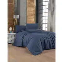 L'essentiel Maison , Dark Blue, Ranforce Ensemble housse de couette king-size (FR), 100 % COTON RANFORCE, bleu foncé, 240 x 220 cm