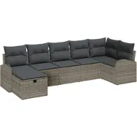 vidaXL Ensemble de salon , 7 pièces, gris, en résine tressée