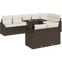 vidaXL Ensemble de canapé de jardin avec coussin avec mémoire 9 pcs brun et crème